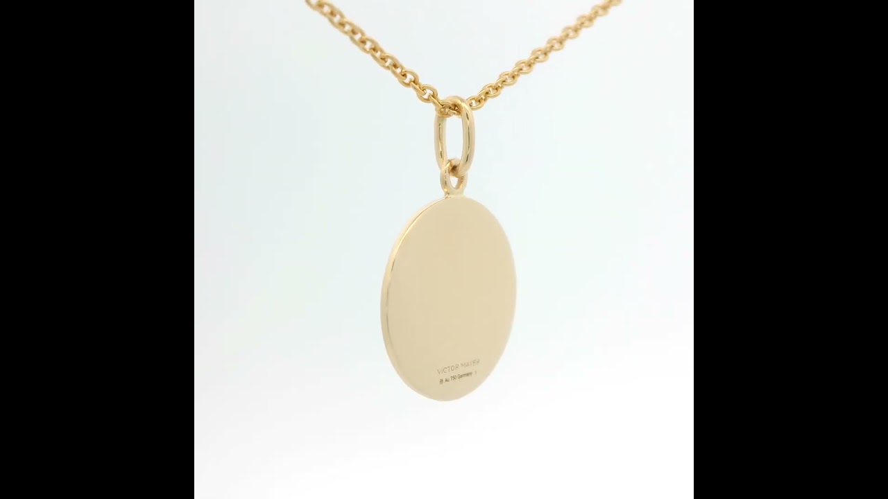 Pendant Diskos, 18k yellow gold, light turquoise enamel, gold paillon, Ø 15 mm, v1782-ht-00-00-102.