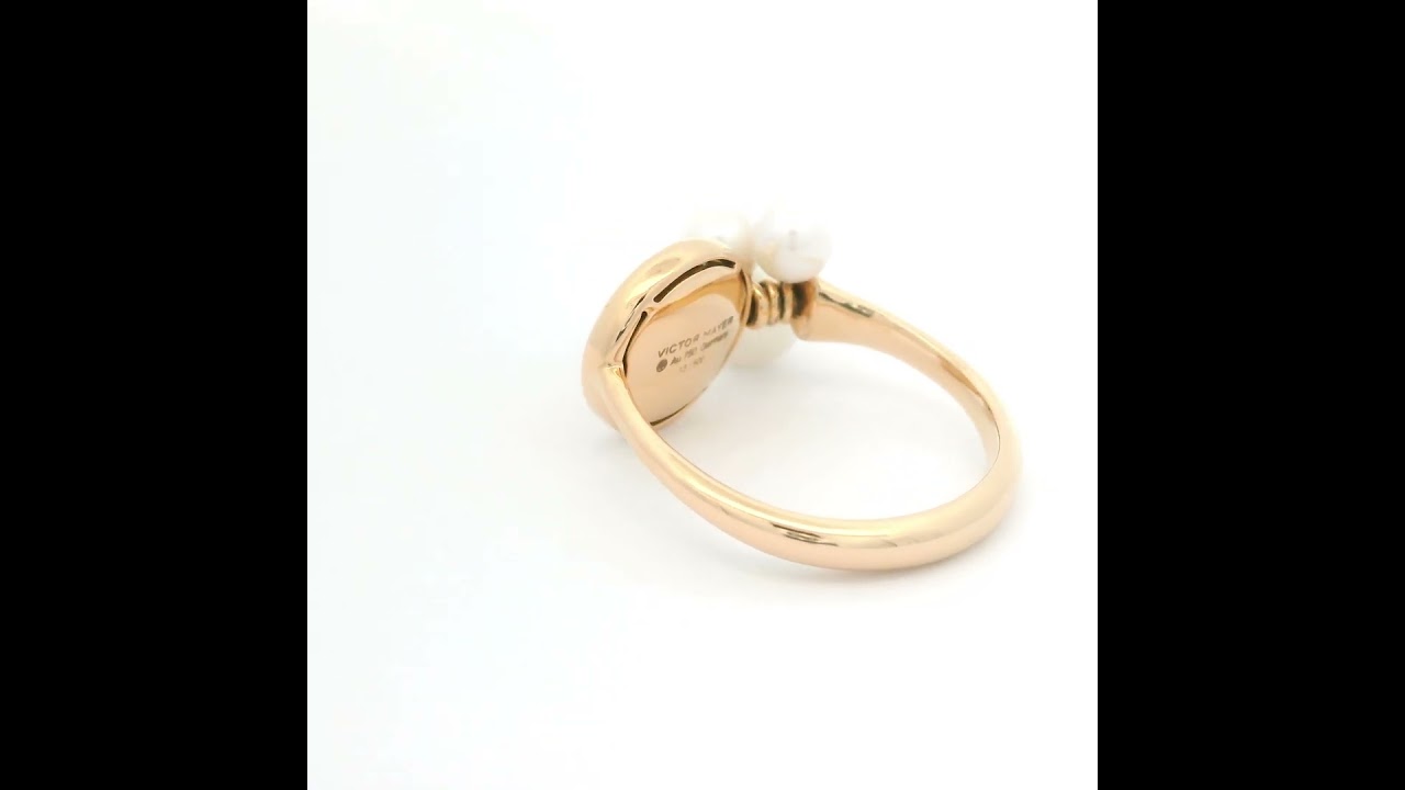 Ring Candy, 18ct rose gold, pink enamel, 3 Akoya pearls, 1 diamond, 11.2 mm, V1543/RO/29/00/106