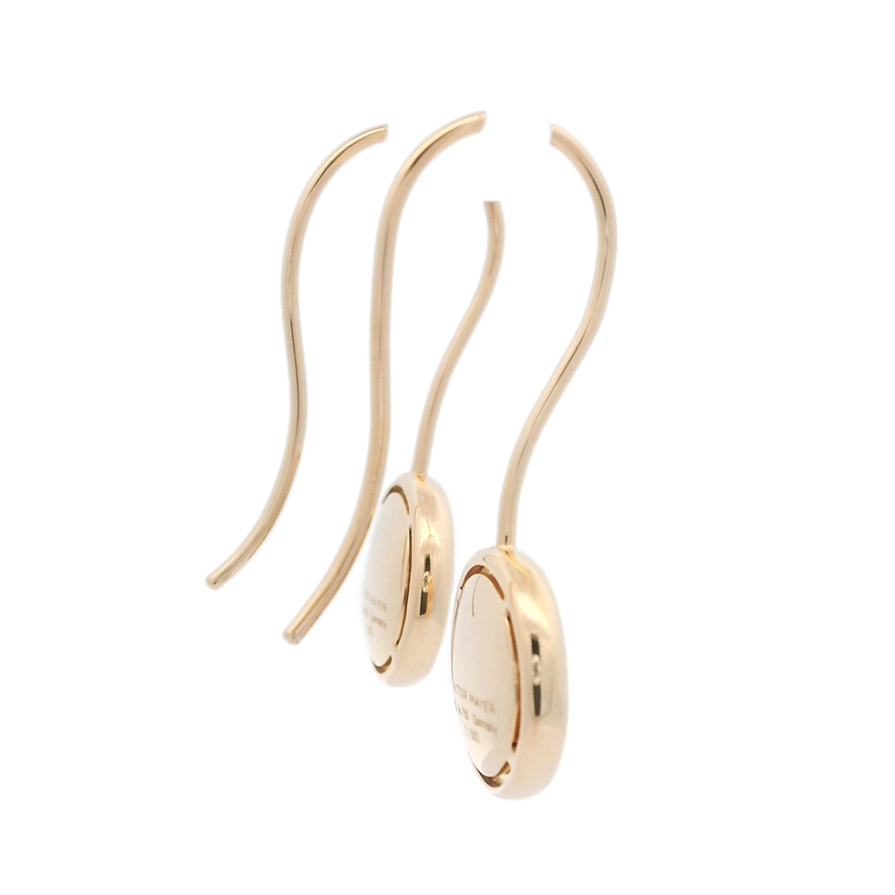 Round Candy ear hooks in rose gold with slightly domed pink enamel over windmill guilloché, diameter 11.6 mm.