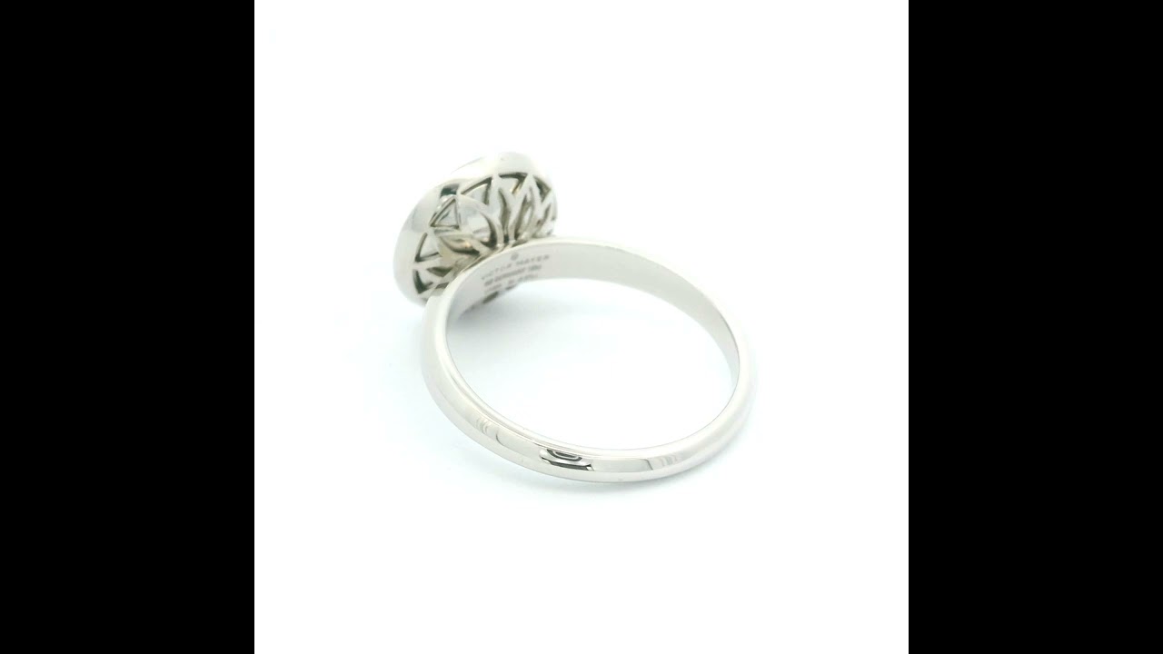 Trance ring 18k white gold, electric blue enamel, 1 diamond, ring head 12.5 mm, V1509/SF/00/00/101