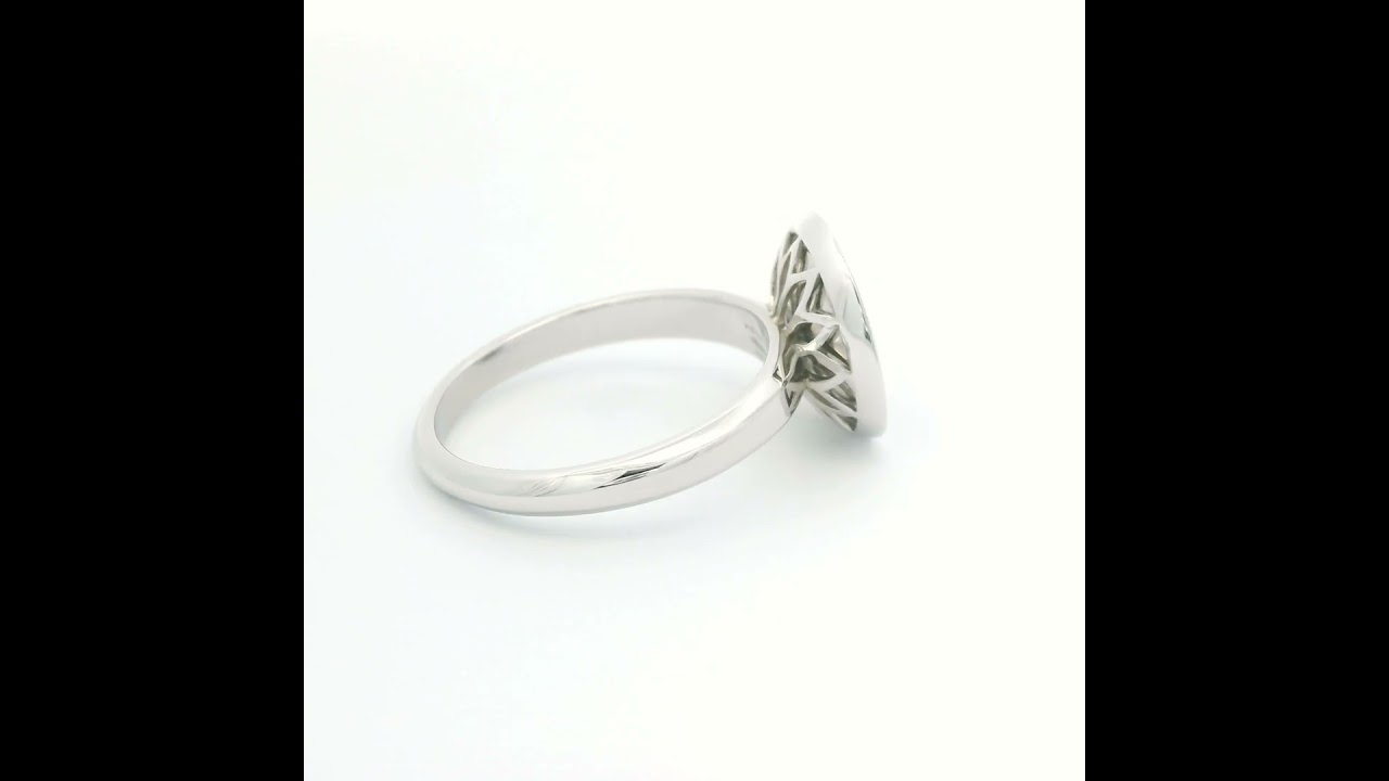  Trance ring 18k white gold, pink enamel, 1 diamond 0.07 ct, ring head 12.5 mm, V1509/RO/00/00/101 