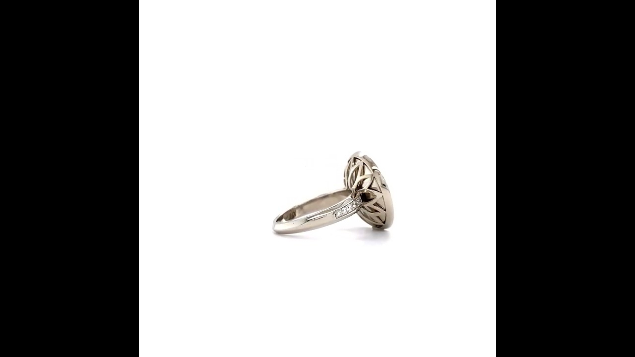 Trance ring 18k white gold, pink enamel, 56 diamonds 0.40 ct, 18.4 mm, V1431/RO/00/00/101