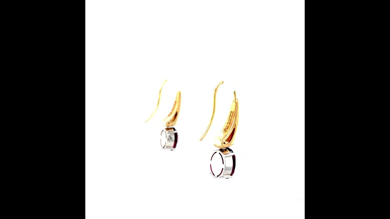  Drop earrings Peacock, 18k yellow gold, white enamel, 2 rubellites, 8 diamonds V1508/OP/3N/00/104 