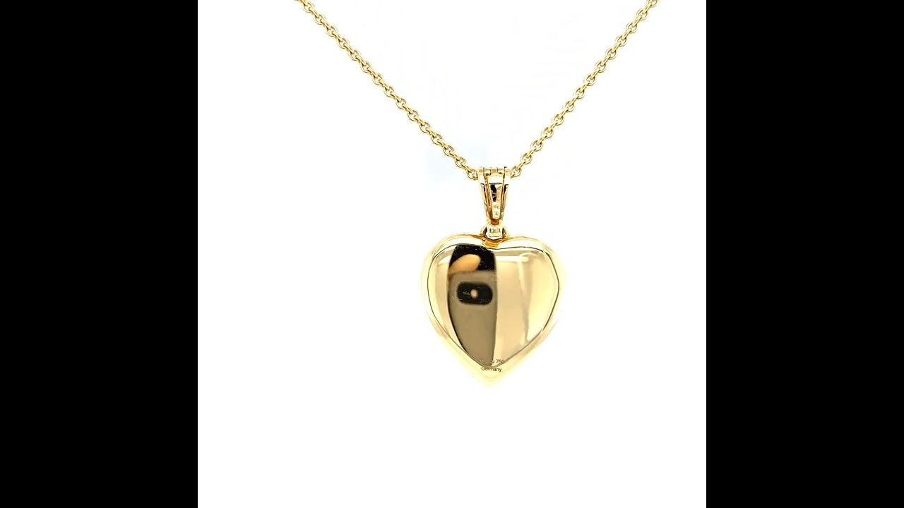 Heart locket Hallmark, 750/- yellow gold, red enamel, five diamonds, 25 x 23 mm, 47746/AR/00/00/102