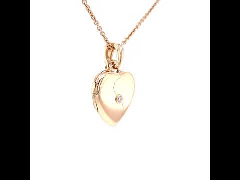 Heart locket necklace Hallmark, 750/- rose gold (18k), one diamond, 25 x 23 mm, 46896/00/00/00/103