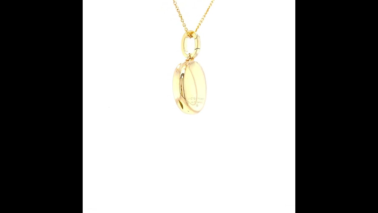 Locket necklace Hallmark, 750/- yellow gold, blue enamel, dragonfly, 20 x 15 mm, 49062/OT/00/00/102