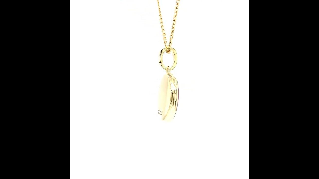  Locket necklace Hallmark, 750/- yellow gold, red enamel, engraving, Ø 21 mm, 49336/AR/00/00/102 