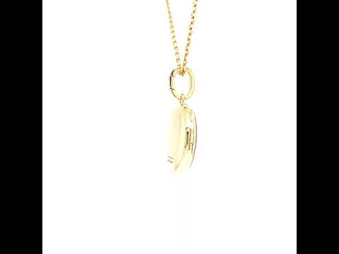  Locket necklace Hallmark, 750/- yellow gold, red enamel, engraving, Ø 21 mm, 49336/AR/00/00/102 