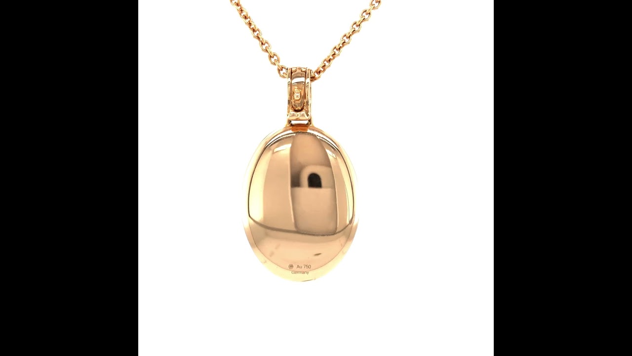 Oval locket necklace, 750/- rose gold, mother of pearl, 60 diamonds, 32 x 24 mm, 41080/00/1A/00/103