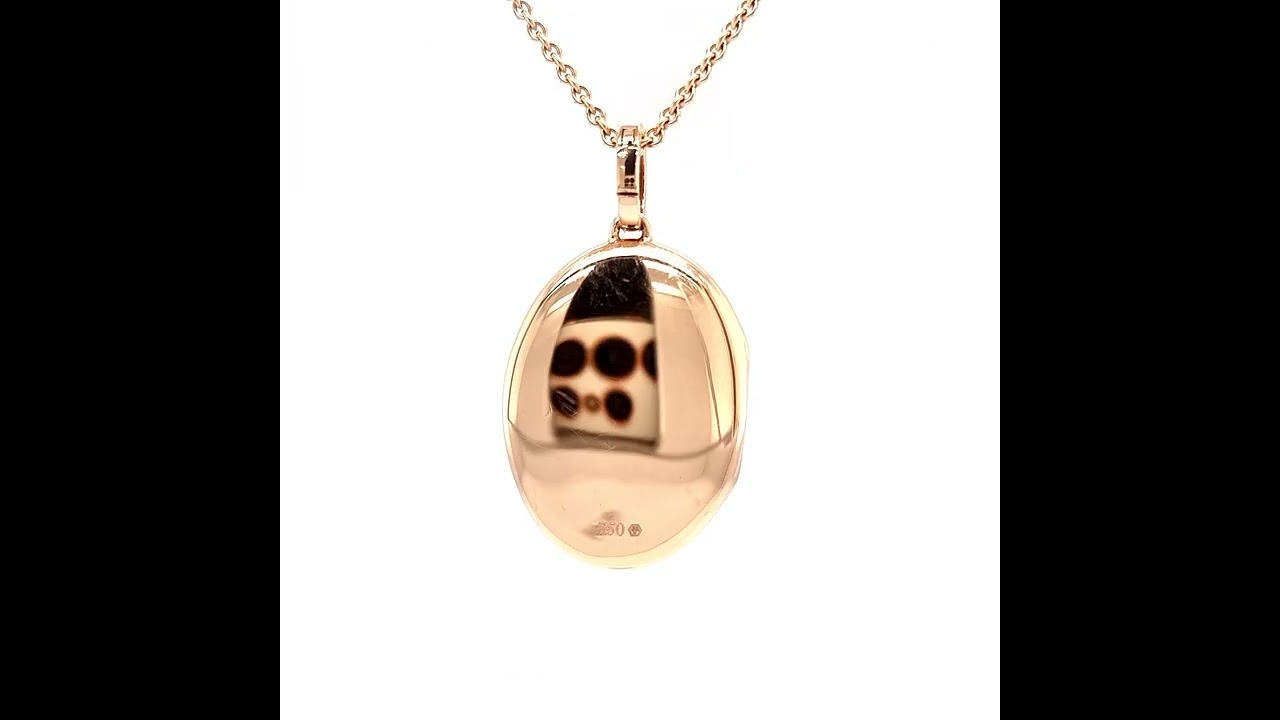  Oval locket necklace, 750/- rose gold, pink mother of pearl, diamond, 32 x 23 mm, 48566/00/1A/00/103 