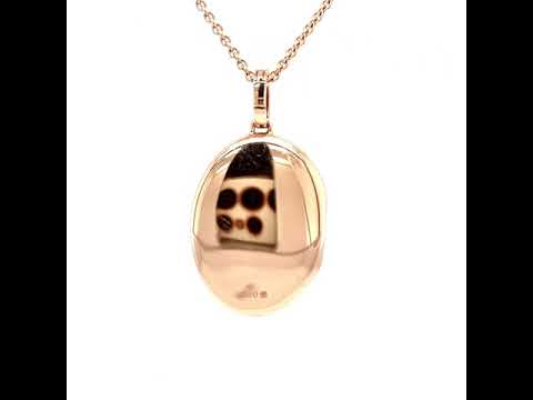 Oval locket necklace, 750/- rose gold, pink mother of pearl, diamond, 32 x 23 mm, 48566/00/1A/00/103 