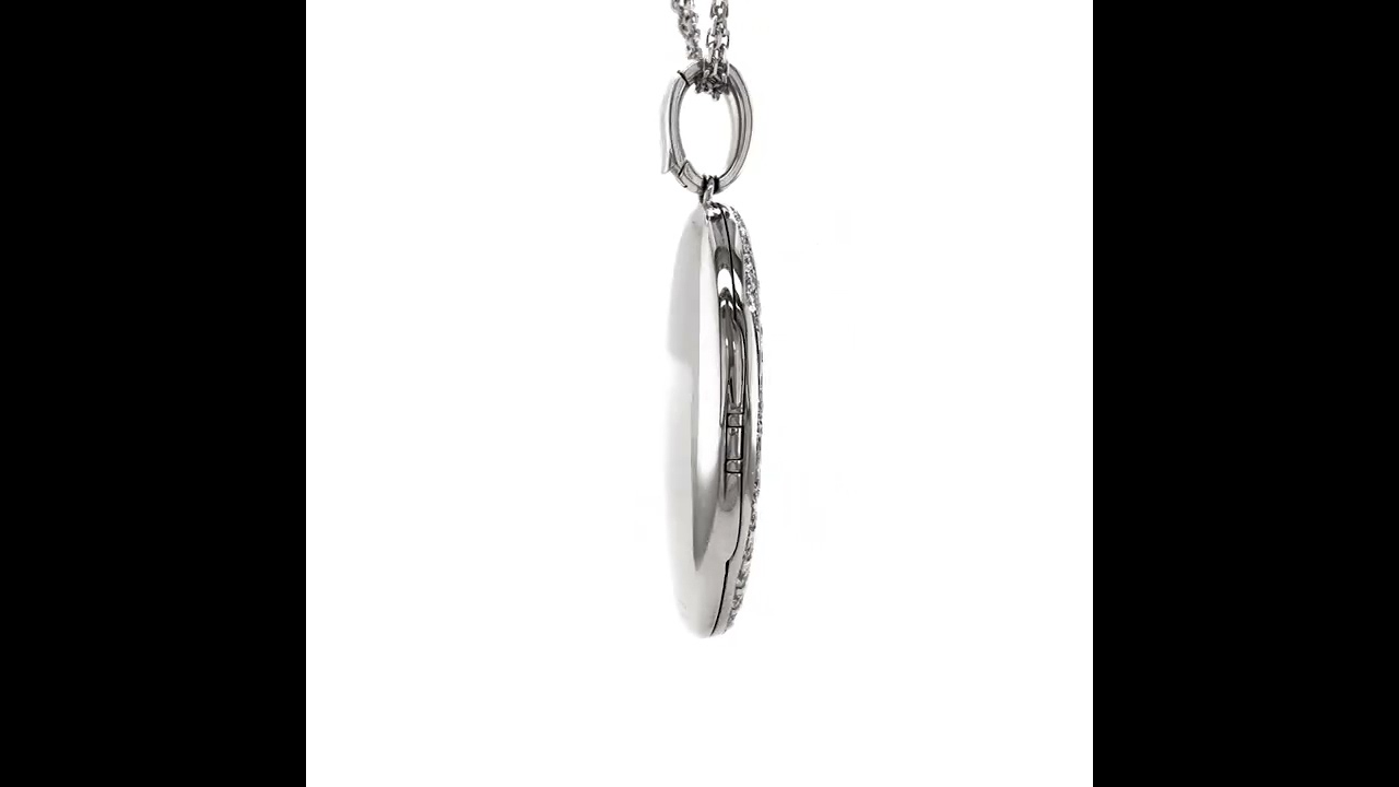  Oval locket necklace, Calima, 750/- white gold (18k), 151 diamonds 40 x 24 mm, V1594/00/00/00/101 