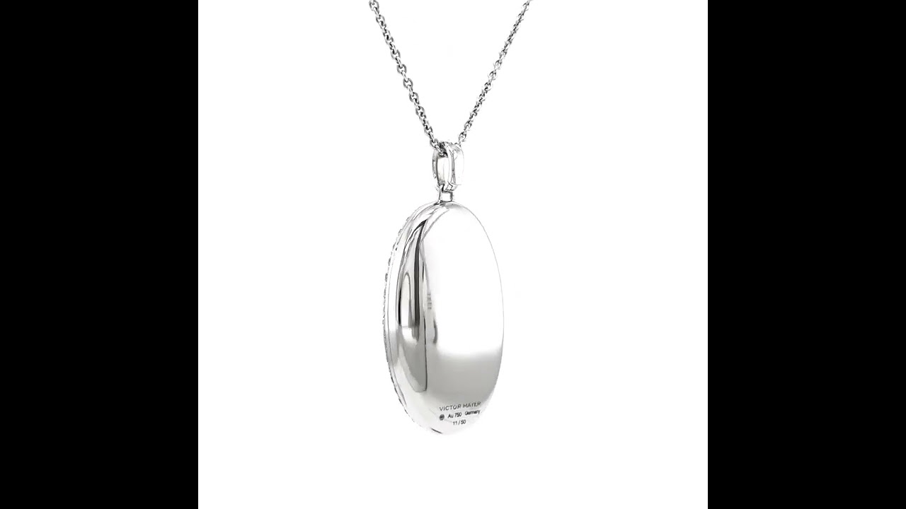  Oval locket necklace, Calima, 750/- white gold (18k), 156 diamonds, 34 x 20 mm, V1535/00/00/00/101 