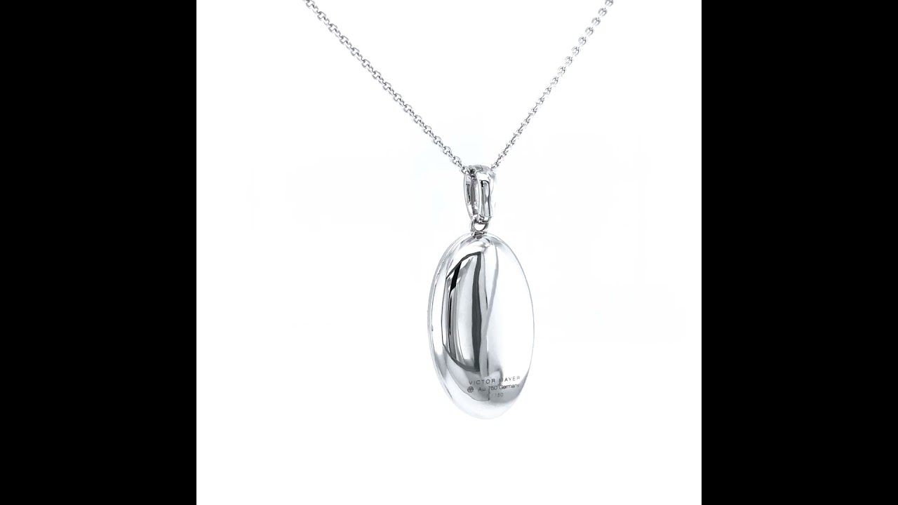 Ovaler Medaillon-Collier, Calima, 750/- Weißgold, 84 Brillanten, 25 x 15 mm, V1704/00/00/00/101