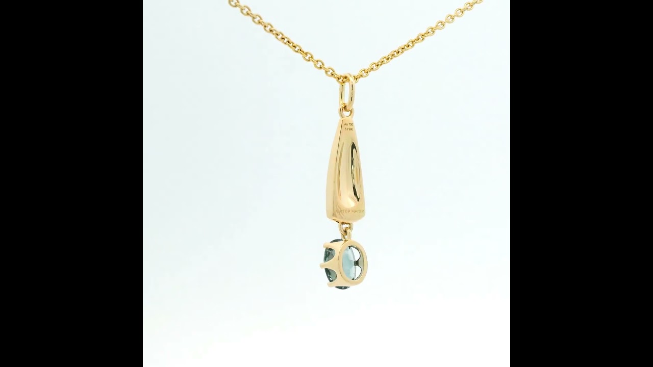 Pendant Solitaire, 750/- yellow gold, blue enamel, blue spinel, 3 diamonds V1776/PE/SP/00/102.