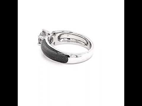 Ring Solitaire, 750/- white gold, grey enamel, salt & pepper diamond, V1738/LG/SA/00/10154.