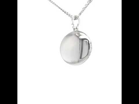 Round Hallmark locket necklace, 750/- white gold (18k), 45 diamonds, 35 x 26 mm, 49355/00/00/00/101