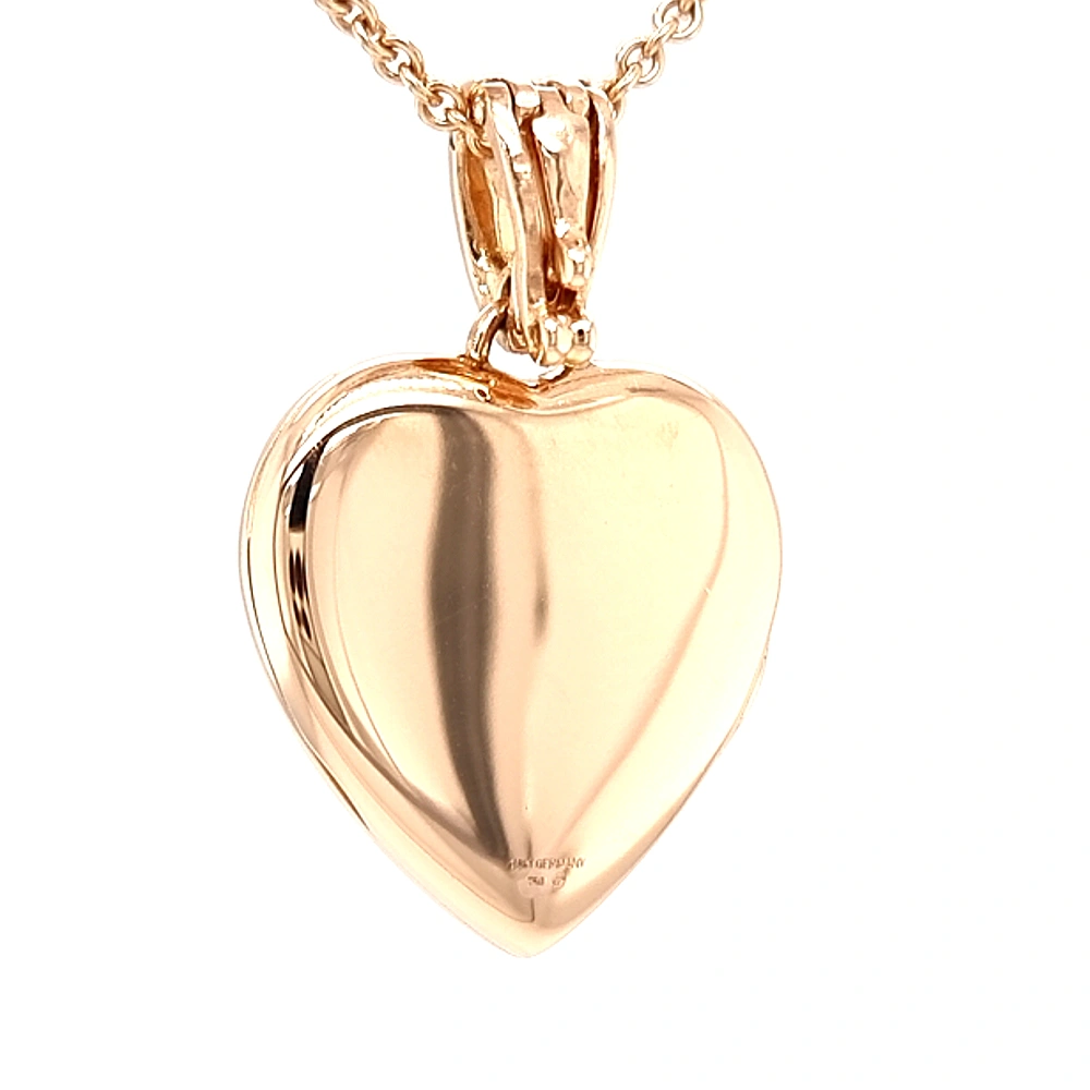 Herzförmiges Medaillon-Collier in Roségold mit einem Brillant