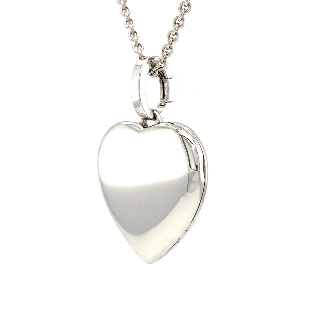Heart shaped locket necklace in white gold
