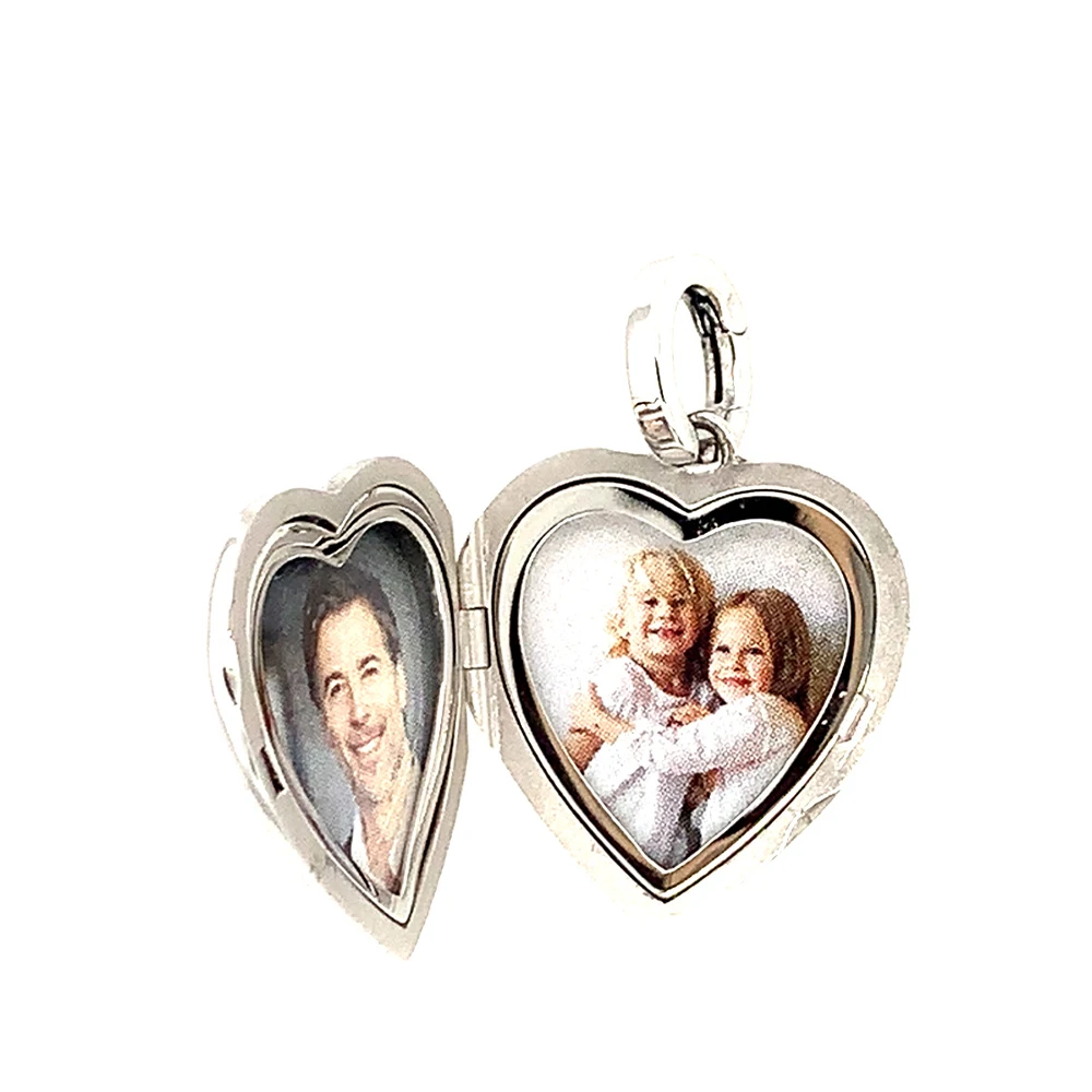 Heart shaped locket necklace in white gold