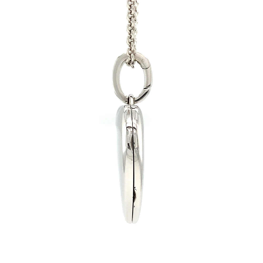Heart shaped locket necklace in white gold