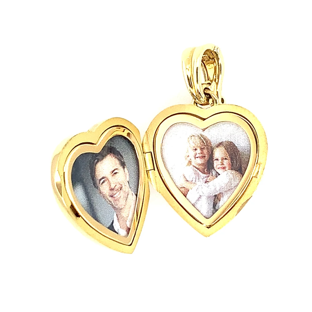 Herzförmiges Medaillon-Collier aus Gelbgold, dunkelblau lackiert und mit Brillanten besetzt