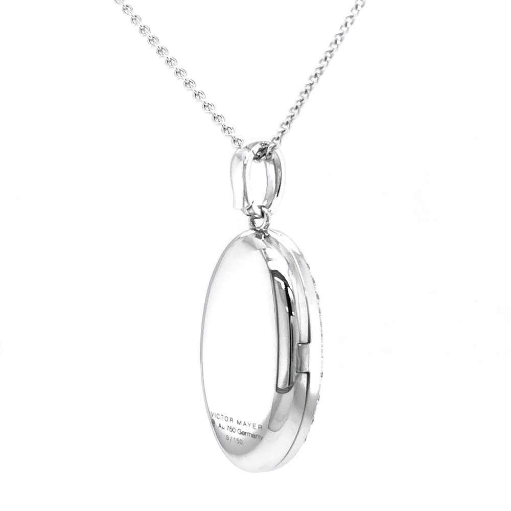 Locket necklace in white gold and diamonds