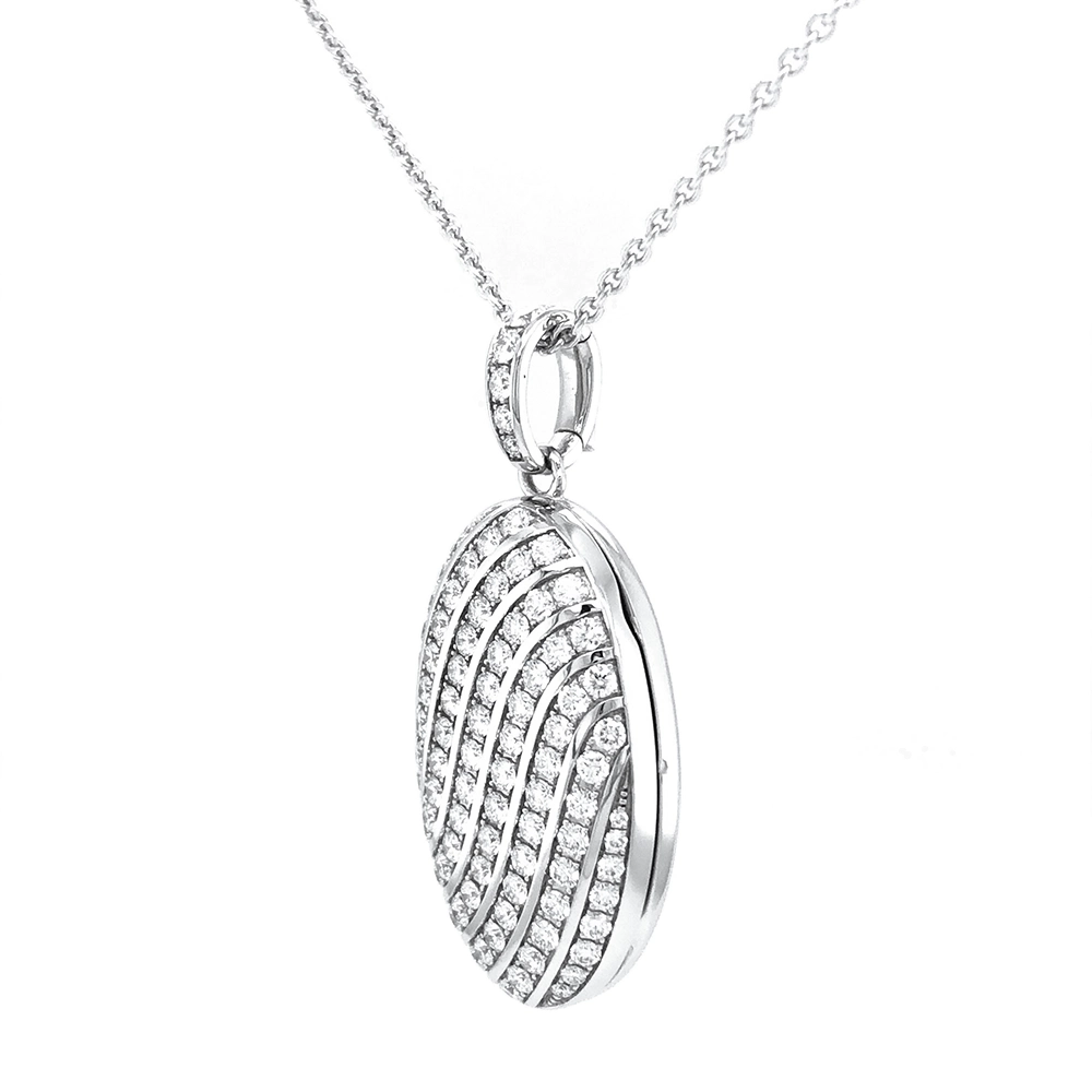 Locket necklace in white gold and diamonds