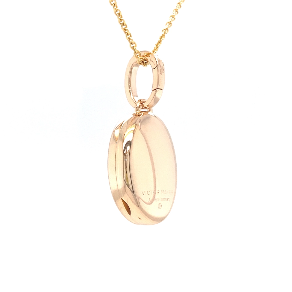 Ovales Medaillon-Collier in Roségold rosaner lackeirung und stilisierter Libelle