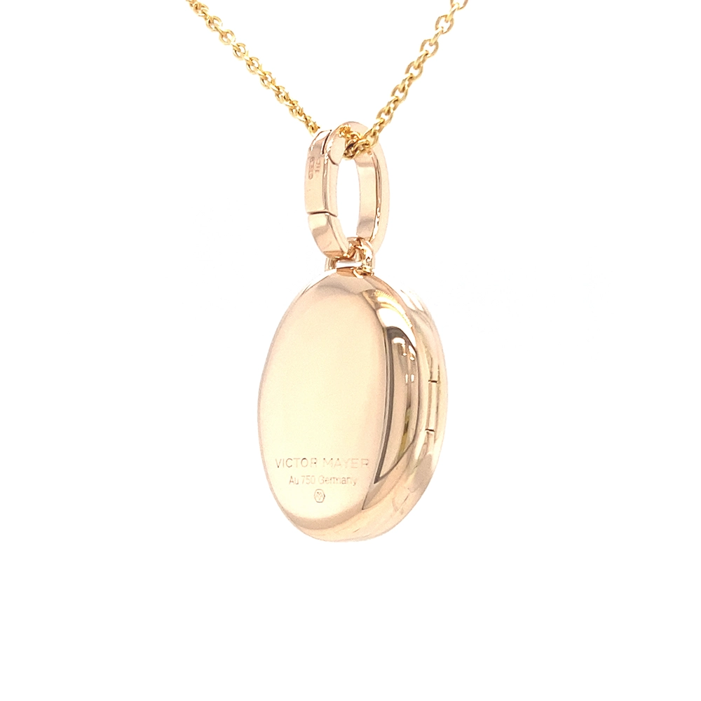 Ovales Medaillon-Collier in Roségold rosaner lackeirung und stilisierter Libelle