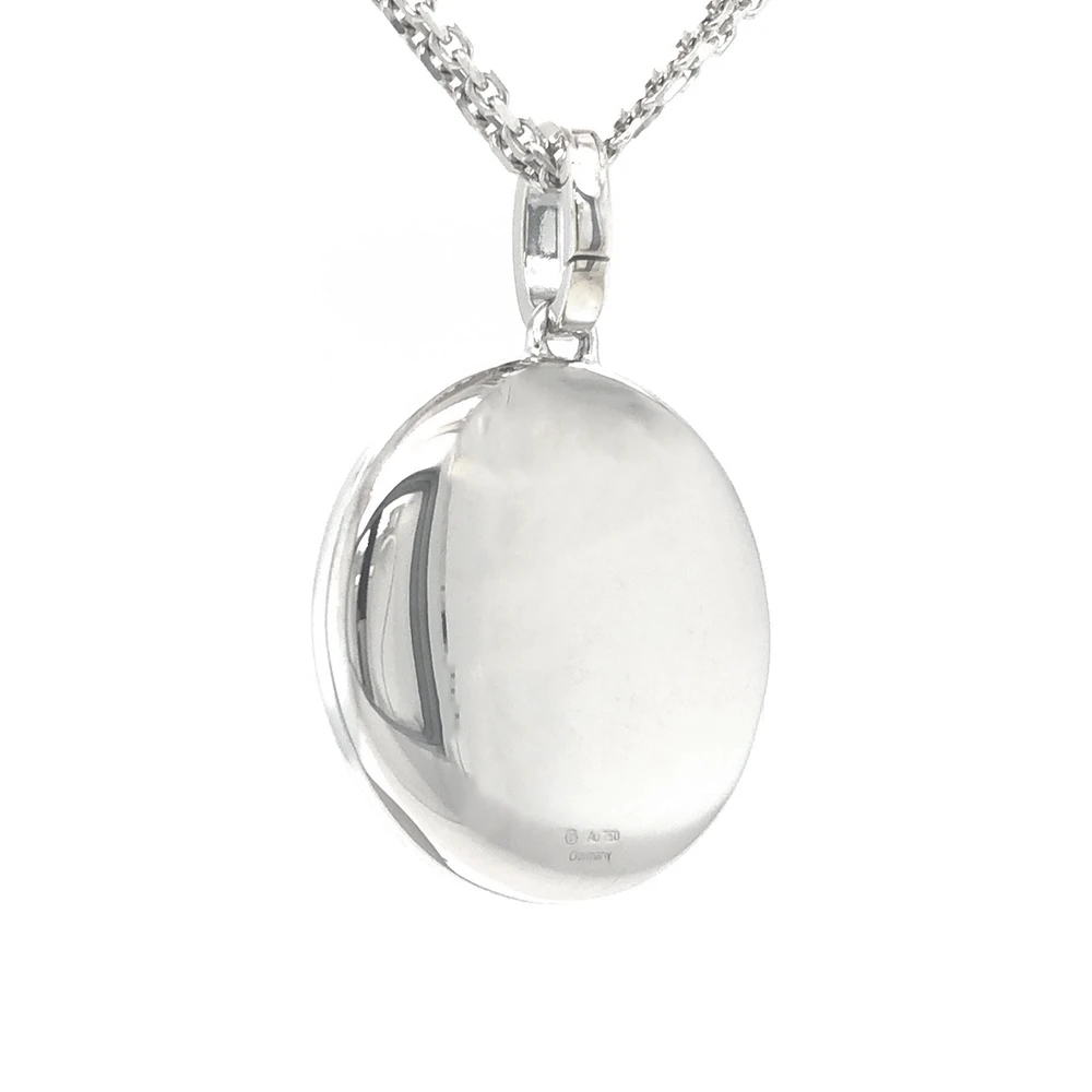 Rundes Medaillon-Collier in Weißgold verziert mit einem ring aus Brillanten