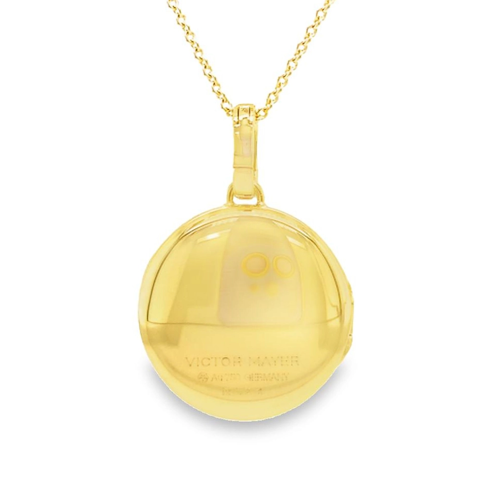 Rundes Medaillon-Collier in Gelbgold und rosa lackiert