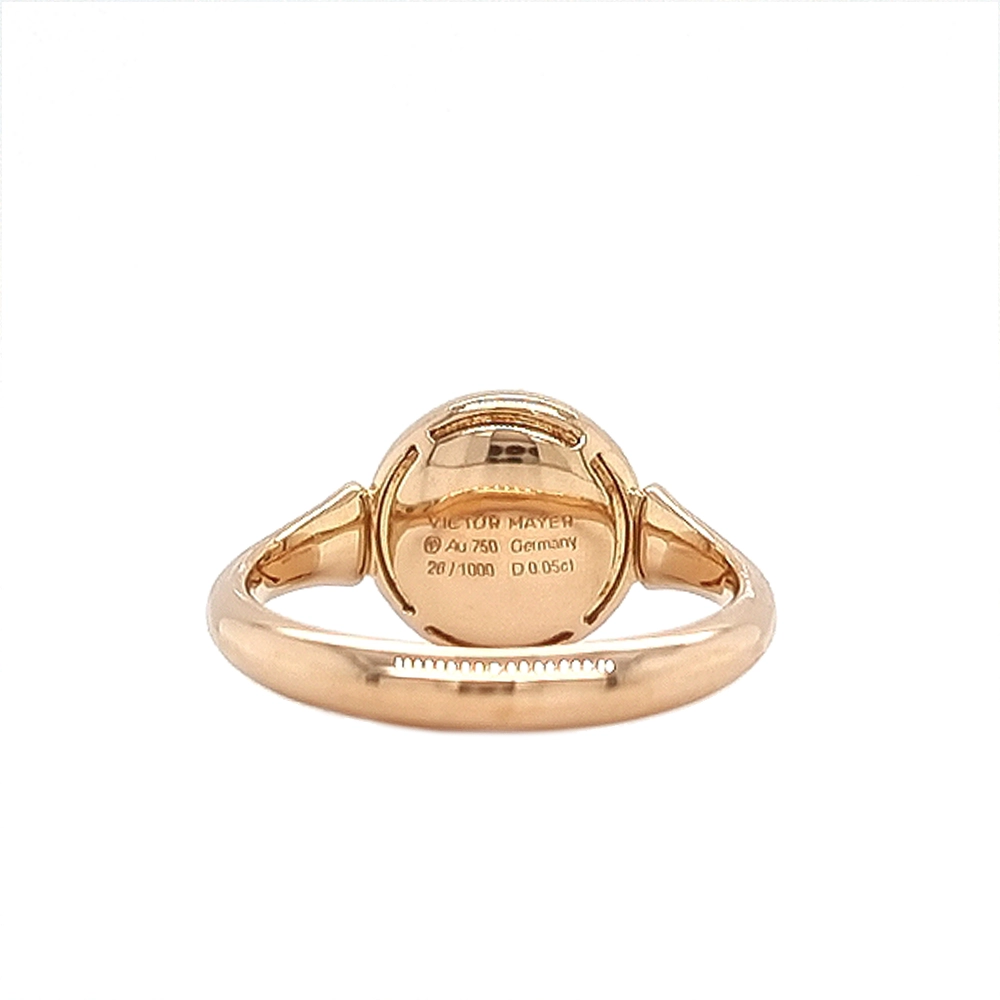 Ring Candy aus Roségold mit rundem, leicht gewölbtem Kopf, purpurfarbene Emaille im Windmühlenmuster und 2 Brillanten, Durchmesser 11 mm.