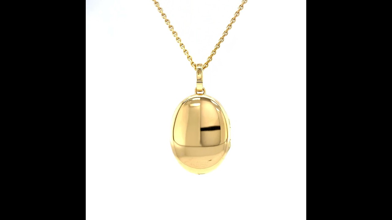 Oval locket necklace, 750/- yellow gold, blue enamel, 12 diamonds, 20 x 15 mm, V1753/PE/00/00/102