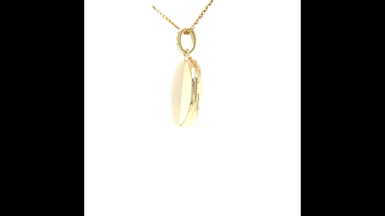 Oval locket necklace, 750- yellow gold, enamel, 9 diamonds, sapphire, 27 x 17 mm, V1749/SG/01/00/102 